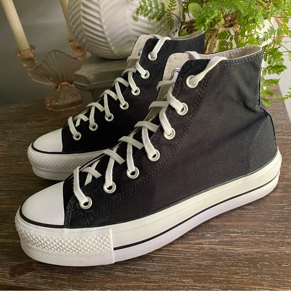 CONVERSE Chuck Taylor All‎ Star High-Top Platform Sneakers Shoes Womens 9 Black - Picture 2 of 9